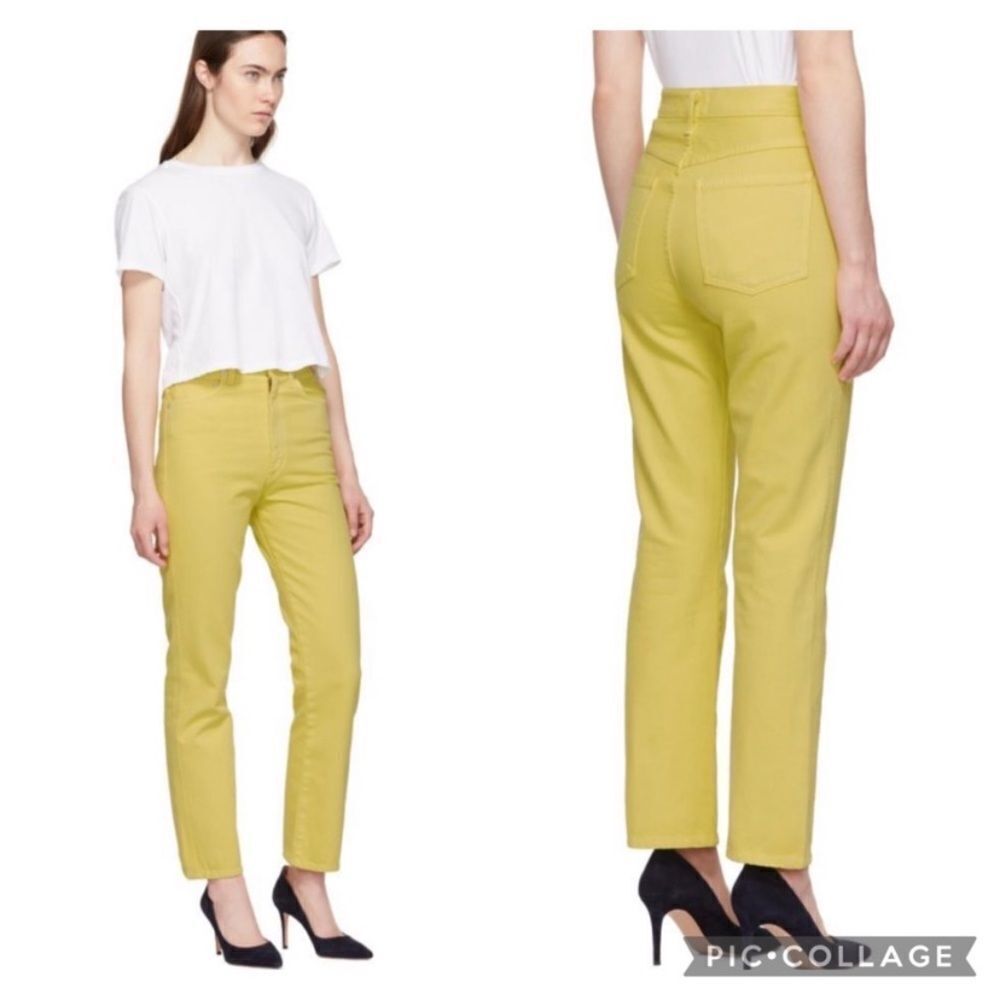 AGOLDE Yellow Pinch Waist Hi Rise Kick Jeans in Lemon Size 26